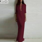 Mode Vestidos Herbst Damen sexy Kleidung casual lange Ärmel Tiefe v Hals bettwäsche split solide lange Maxi