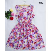 Marke Mode csaual Damen Vestidos Ärmellose um den Hals Florals Print Kleid saias Femininas Sommer Kleidung