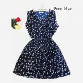 Marke Mode csaual Damen Vestidos Ärmellose um den Hals Florals Print Kleid saias Femininas Sommer Kleidung