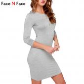 Gesicht n Gesicht süße Damen Mode kleines Schwarzes Kleid neue Herbst sexy casual Vestidos lange Ärmel Verband kurzen