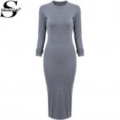 sheinside Koreanische Designer casual Stil weibliche Kleider einfach high Street modisch lange Ärmel um den Hals Kleid