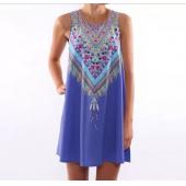 Vestidos Damen Sommer casual Böhmischen Vestido de renda Tank Mini Kleid Strand Blumenmustern Ärmellose Chiffon