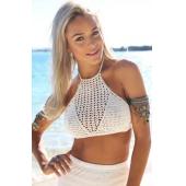 Damen sexy Spitzen Häkeln hohl Ärmellose Badehosen Bikini für Strand BH