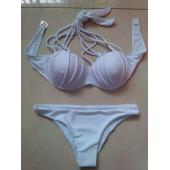 neue Badeanzug Schulterfreien Bikini sexy Damen Badekleidung weibliche Badeanzug solide de Marche de Bain Femme wenig