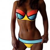 Neon Farben block Badehosen Damen Bikini Brasilianischen Bikini tragen push up Strand biquinis Damen Bikinis