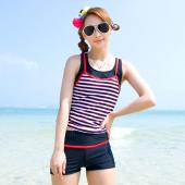 neue authentische Blauen Bikini Mode persönlichkeit heißen Frühling Streifen boxer auf Bauch konservativen gespalten