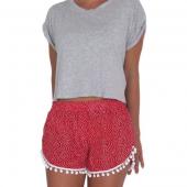 Damen mit hoher Taille Blumenmustern Shorts Sommer Strand Shorts Tassel hot Pants