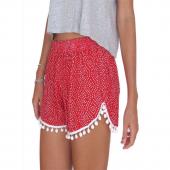 zehui Damen Mode Tassel Dot Print hot Pants Sommer casual Taille fitnessstudio kurzen Strand Shorts