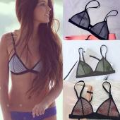 sexy Damen Strappy BH Baden Verband Mesh Bikini Top Bikini Badehosen