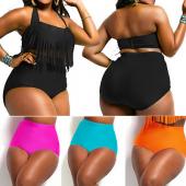 Damen Vintage plus Size sexy Gepolsterte  hohe Taille Bikini Badehosen Badeanzug in Badehose