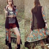 Mode Damen boho Chiffon Kimono Shirt Strickjacke Tassel long Beach