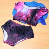 zwei Damen Tankinis Set Galaxie Drucken Bademode Badeanzug Sommer Damen Badehosen weibliche Pflanzliche Top mit hoher