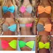 sexy Damen Strand Badehosen Gepolsterte  Bandeau Bikini Tops Badeanzug Badeanzug