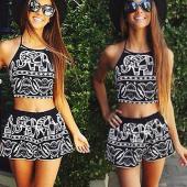 sexy Tankini Set Tier Print süß Badeanzug Damen Schulterfreien Badehosen zwei weibliche Pflanze mit hoher Taille Bikini