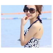 sexy Damen Tankini Set Badehosen Blumenbedrucktes Halter Hals Drücken die Badehose Shorts hat Maillot de Bain Femme