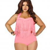 2PCs groß fett schön oben FRinge Tassel Bikini Set Drücken die Bademode Badeanzug Badeanzüge Beachwear plus the q279