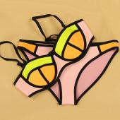 Neopren Badehosen push up Bikini zeigt sexy Sommer Polster Badeanzug Damen Badehosen sexy biquini Bad Anzug Bikini