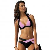 Mode Badehosen Damen Bikini hat Farbe block Schulterfreien cross push up sexy Badeanzüge Badeanzug und Bikini