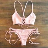 Damen Badekleidung Brasilianischen Bikini hat Sommer sexy String Polster Rosa Badehose am Strand Schwimmen Anzug Treibt