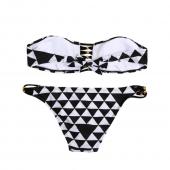 sexy Damen auch Bikini Set Geometrische gegensatz Perlen Top unten Strand Bademode Badeanzug Maillot de Bain Femme