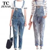 tc Womens Overall Denim Overalls Frühling im Herbst lässige Riss loch weite Hosen zerRissen Taschen Jeans Overalls xl