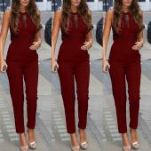 neue elegante Rompers Damen Overall Mode Bodysuit Ärmellose Spitzen Patchwork Strampler Playsuits lange Hose