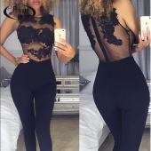 besonders für Valentine datum black Lace Bodysuit Damen Transparente Mesh Stickereien Bodycon Overall Club