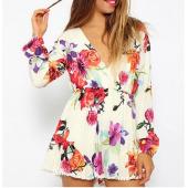 neue Damen für Frühling und Sommer Overalls Blume Playsuit Floral gedruckt Rompers 0952