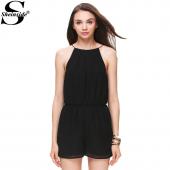 sheinside Playsuits Damen sexy Kleidung die berühmte Marke lässig Schwarzen Ärmellosen Overall herumtollen Schulterfrei