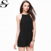 sheinside Playsuits Damen sexy Kleidung die berühmte Marke lässig Schwarzen Ärmellosen Overall herumtollen Schulterfrei