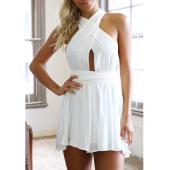 Sommer Strand Rompers Damen sexy Mode Overall Chiffon Verkauf Schwarz rückenfrei Body sexy spielen Steht Macacao