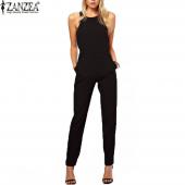 Marke Sommer elegante Damen Rompers Overall casual solide Bodysuit Ärmellose Crew Neck lange Playsuits plus Size