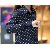 heißes Verkauf lässig Damen Blusen neue Sommer Lady Polka Dots Vintage Design lange Ärmel ab Kragen Kleidung Shirt