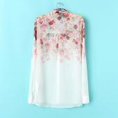 Chiffon Shirts Mode Blumen bedruckt Damen Blusen lange Ärmel T Shirts für Damen Blusen Frühling s m l