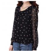 Damen Blusen Polka Dot Chiffon Bluse blUSA Feminina Damen höchstens o Hals lange Ärmel Mode Chemise Frau Hemden