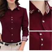 Herbst im Frühling Damen Hemd Patchwork karierten Damen büro Hemden grundlegende Top Damen Blusen Hemd camisa