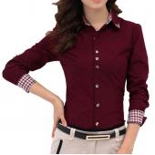 Herbst im Frühling Damen Hemd Patchwork karierten Damen büro Hemden grundlegende Top Damen Blusen Hemd camisa