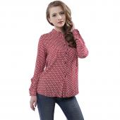 Frühjahr Sommer Damen Chiffon Bluse mit langen Ärmel Hals gedruckten Lady Shirts höchstens Blusen Versandkosten