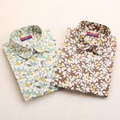 neue Blumen Bluse dreh Kragen Weisses Hemd blUSA Feminina lange Ärmel Vintage Damen Blusen Damen höchstens