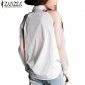 Mode Sommer elegante Damen Bluse Blume Stickereien Vintage T Shirts Organza Ärmel Tops und Grösse s 3xl