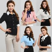neue arbeit tragen Damen höchstens büro Hemd Blau Weisse Schwarze Rosa slim Hälfte Ärmel ab Kragen Bluse Hemd Damen