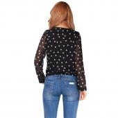 neue Damen im Polka Dot gedruckte Blusen puff lange Ärmel Mode Damen Chiffon Lockeren Hemden und Grösse m l xl xxl