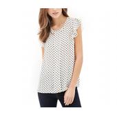 Sommer Damen Blusen neue PrinT Shirts casual Damen Top rüschen Ärmel Blauen Polka Dot Blusen Summer Style