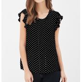 Sommer Damen Blusen neue PrinT Shirts casual Damen Top rüschen Ärmel Blauen Polka Dot Blusen Summer Style