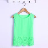 plus Size 6 Farben Sommer Damen beim Top Chiffon Blusen Tank Ärmellose Hebt Hemd lässig Feminina