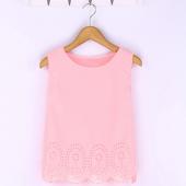 plus Size 6 Farben Sommer Damen beim Top Chiffon Blusen Tank Ärmellose Hebt Hemd lässig Feminina