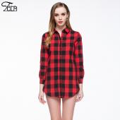 heißes Verkauf Damen Blusen im karierten Bluse aus Baumwolle der Blusen Damen lange Hemd lange Ärmel plus Size Damen