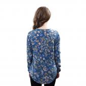 elegante Vintage Mode für Damen lange Ärmel Hals Blumenmustern Blusen der Hemden casual Damen Bluse