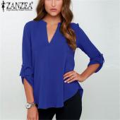 Femininas neue Damen Hals solide Chiffon Bluse sexy Lady lange Ärmel blUSA Mode Blusen Hemd 5 Farben