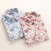 Florale Damen Hemden Longarm Shirt Damen höchstens Baumwolle Femininas dreh Kragen lässige Bluse Damen höchste